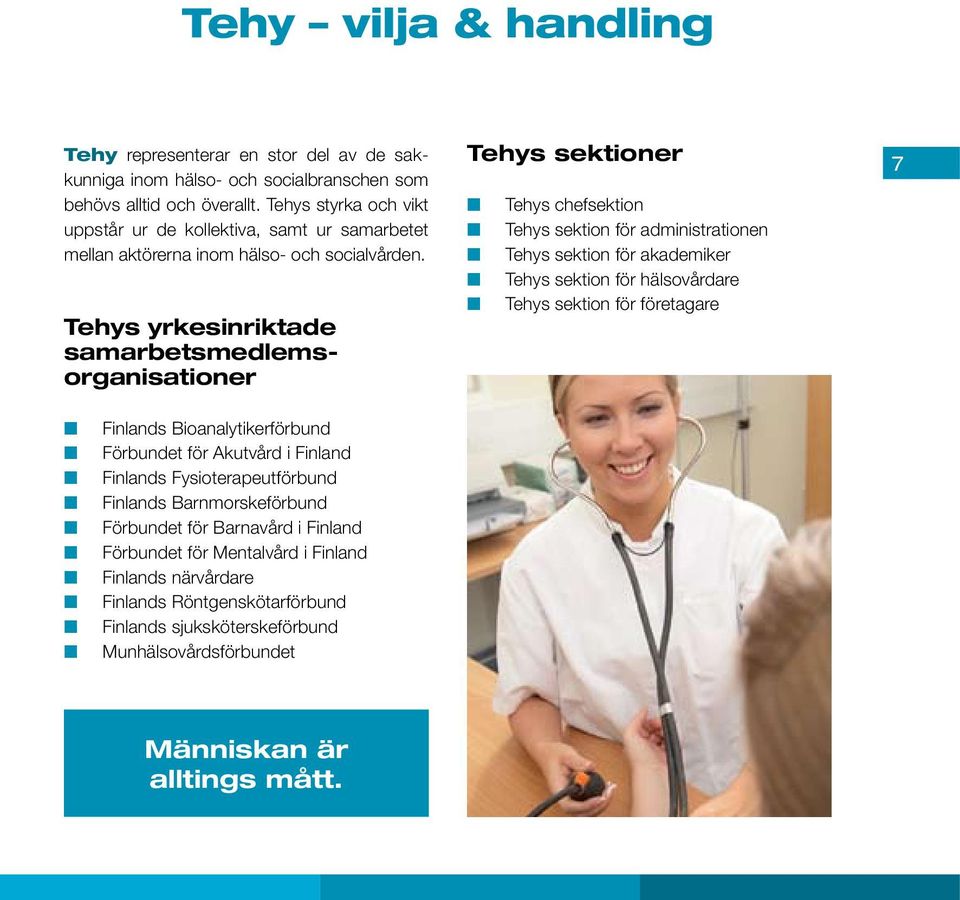 Tehys yrkesinriktade samarbetsmedlemsorganisationer Tehys sektioner Tehys chefsektion Tehys sektion för administrationen Tehys sektion för akademiker Tehys sektion för hälsovårdare Tehys sektion