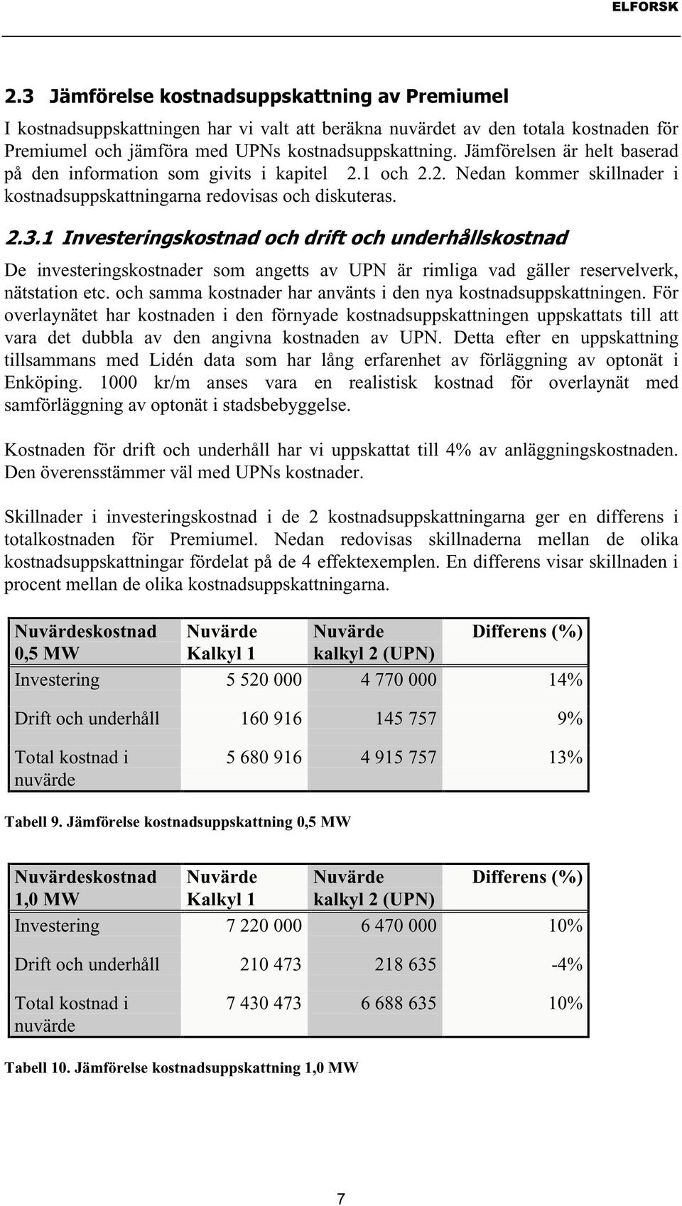 ,qyhvwhulqjvnrvwqdgrfkguliwrfkxqghuknoovnrvwqdg De investeringskostnader som angetts av UPN är rimliga vad gäller reservelverk, nätstation etc.