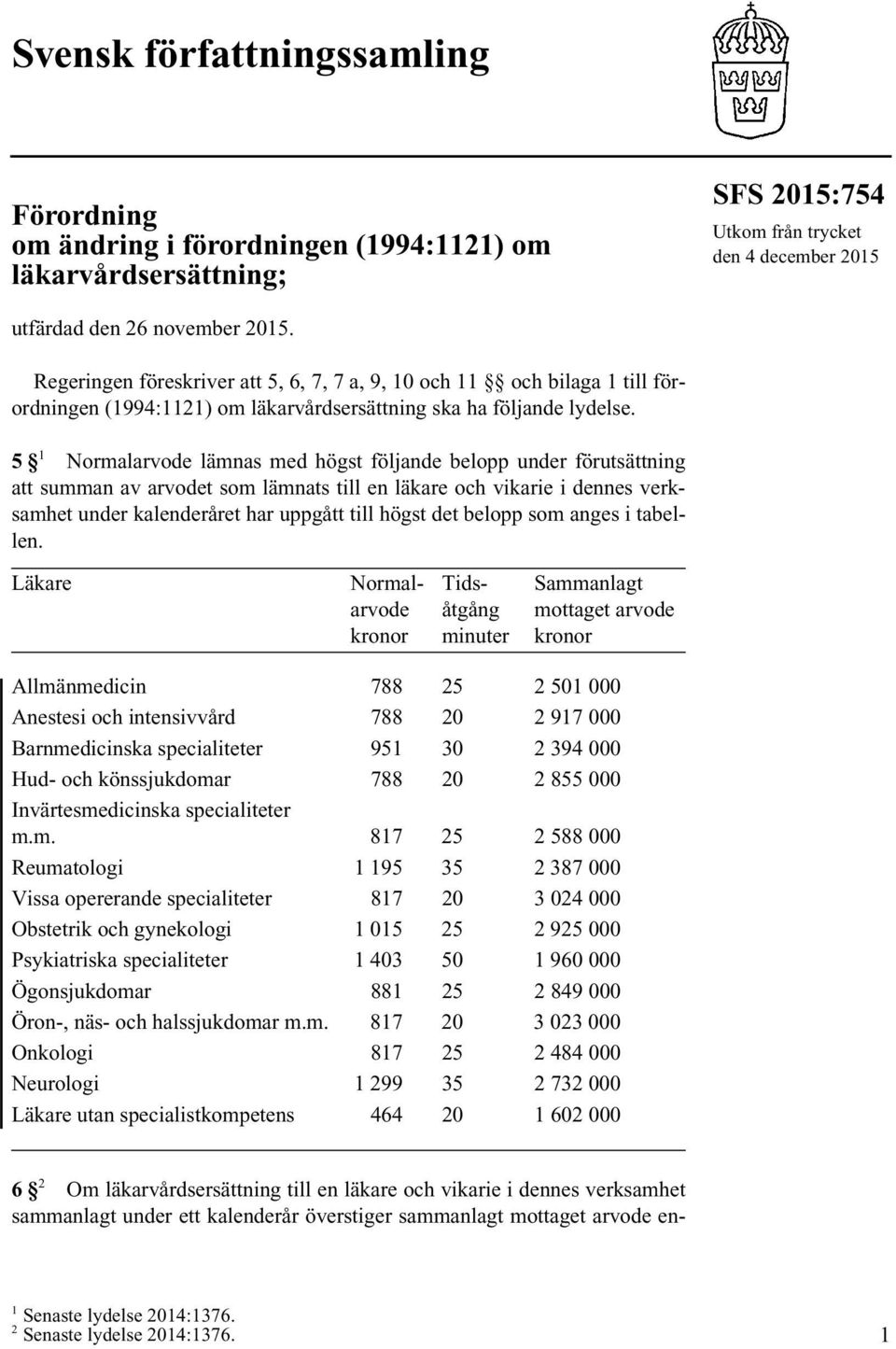 5 1 Normalarvode lämnas med högst följande belopp under förutsättning att summan av arvodet som lämnats till en läkare och vikarie i dennes verksamhet under kalenderåret har uppgått till högst det