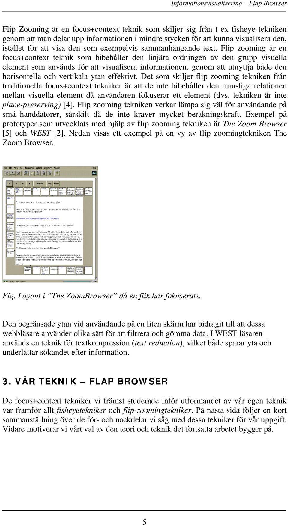 Flip zooming är en focus+context teknik som bibehåller den linjära ordningen av den grupp visuella element som används för att visualisera informationen, genom att utnyttja både den horisontella och