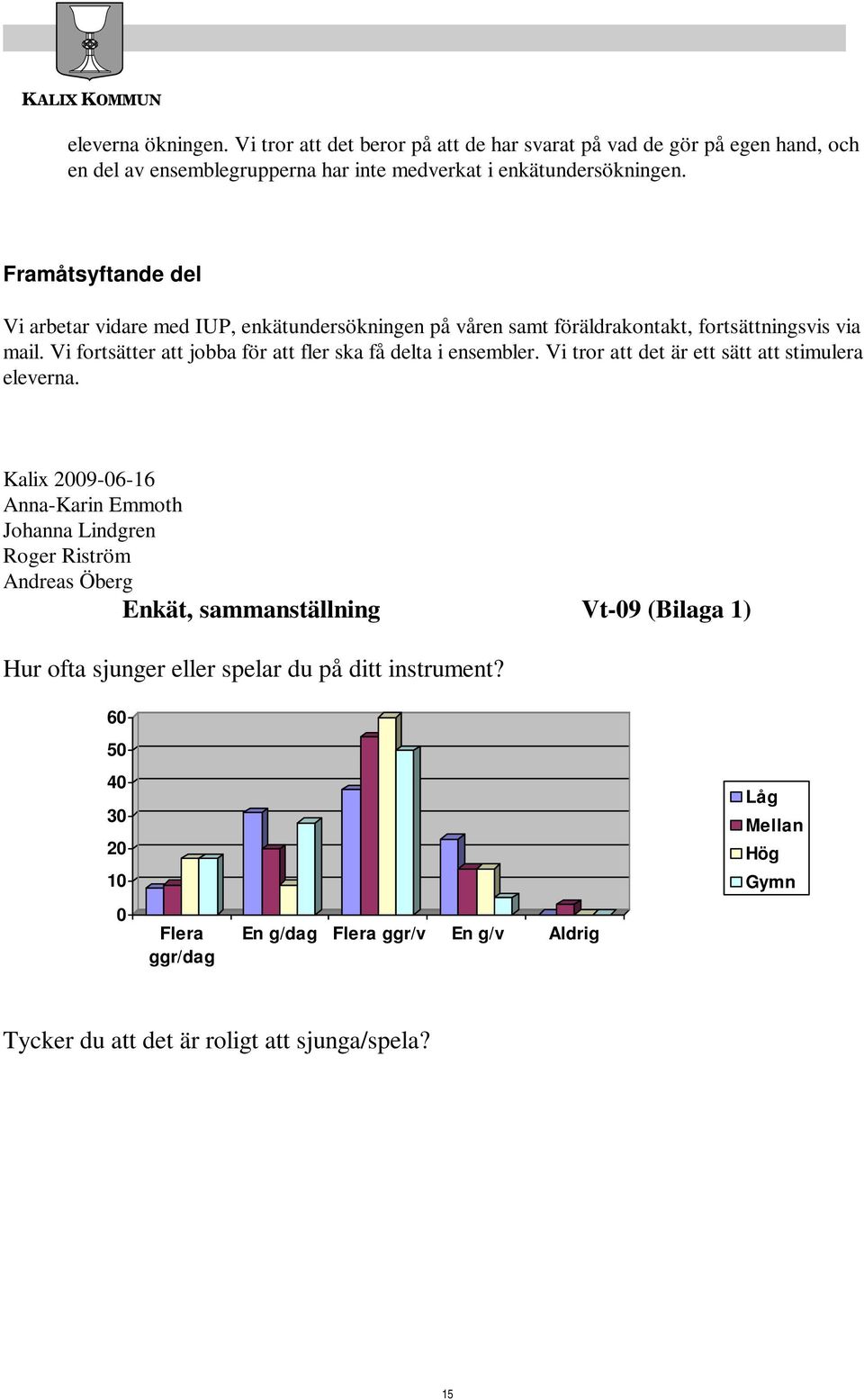 Vi fortsätter att jobba för att fler ska få delta i ensembler. Vi tror att det är ett sätt att stimulera eleverna.