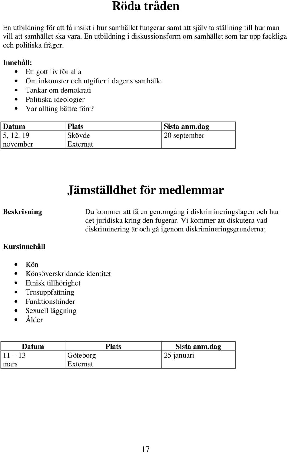 Innehåll: Ett gott liv för alla Om inkomster och utgifter i dagens samhälle Tankar om demokrati Politiska ideologier Var allting bättre förr?