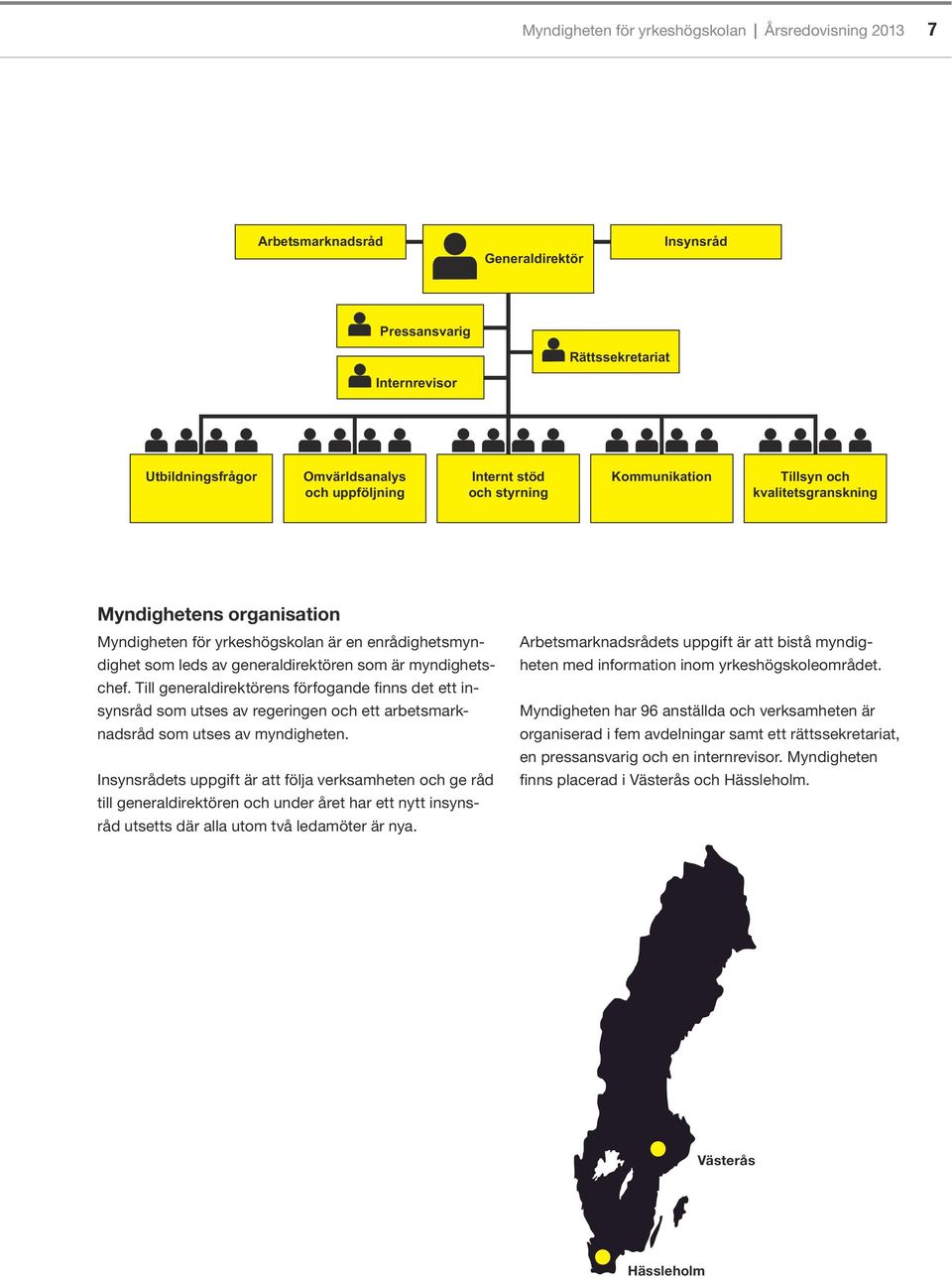 Till generaldirektörens förfogande finns det ett insynsråd som utses av regeringen och ett arbetsmarknadsråd som utses av myndigheten.