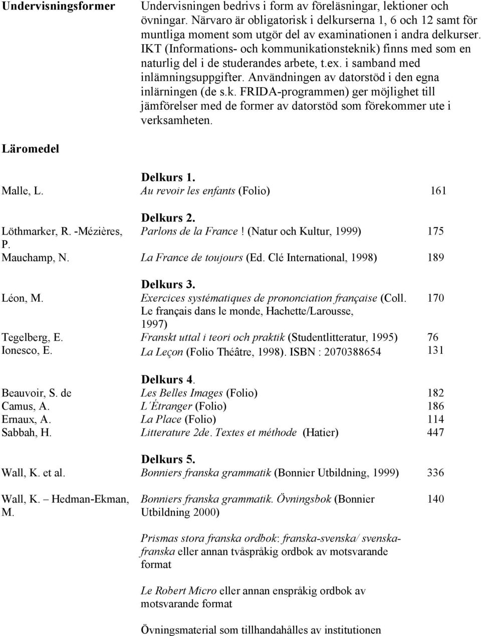 IKT (Informations- och kommunikationsteknik) finns med som en naturlig del i de studerandes arbete, t.ex. i samband med inlämningsuppgifter. Användningen av datorstöd i den egna inlärningen (de s.k. FRIDA-programmen) ger möjlighet till jämförelser med de former av datorstöd som förekommer ute i verksamheten.