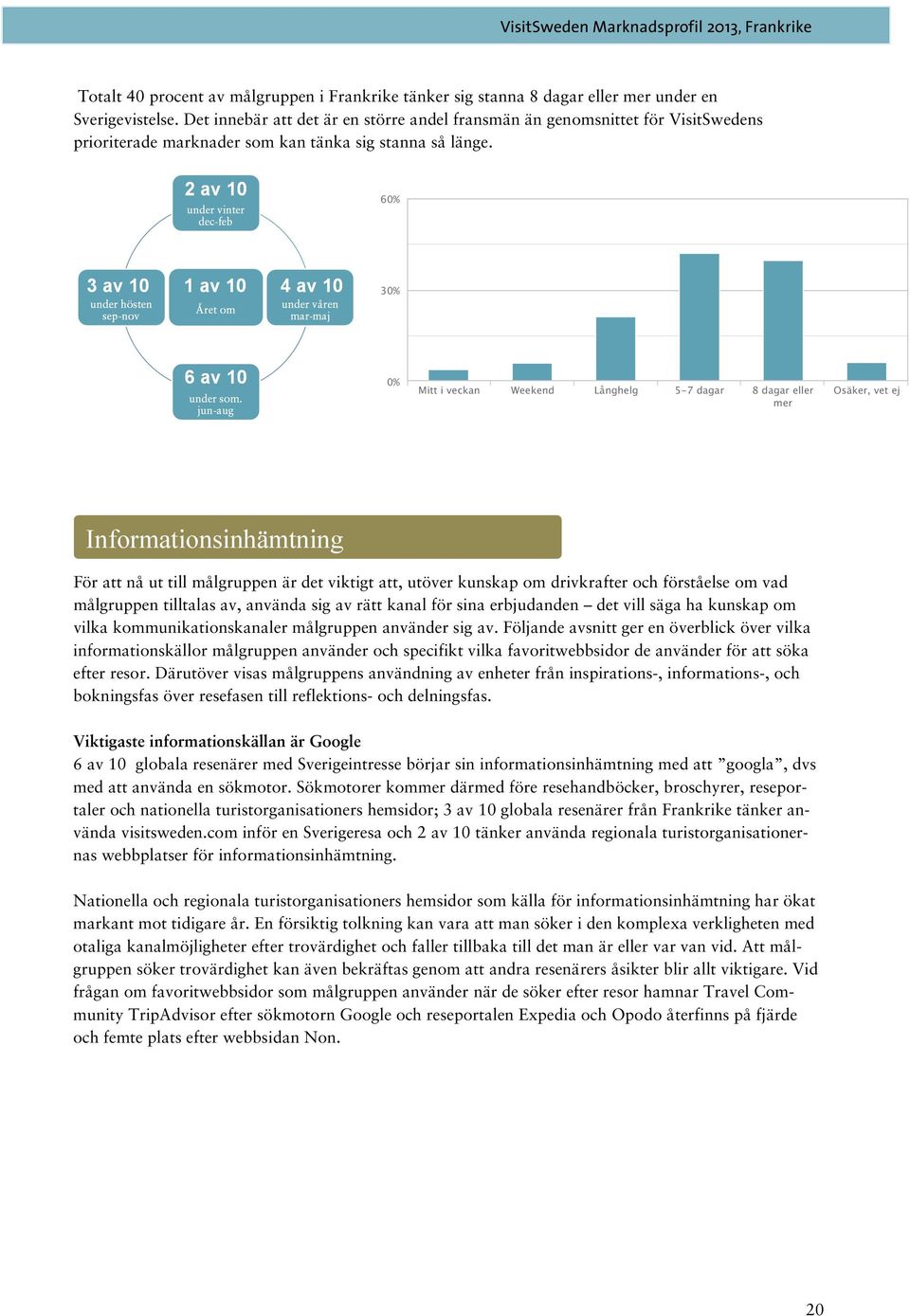 Informationsinhämtning För att nå ut till målgruppen är det viktigt att, utöver kunskap om drivkrafter och förståelse om vad målgruppen tilltalas av, använda sig av rätt kanal för sina erbjudanden