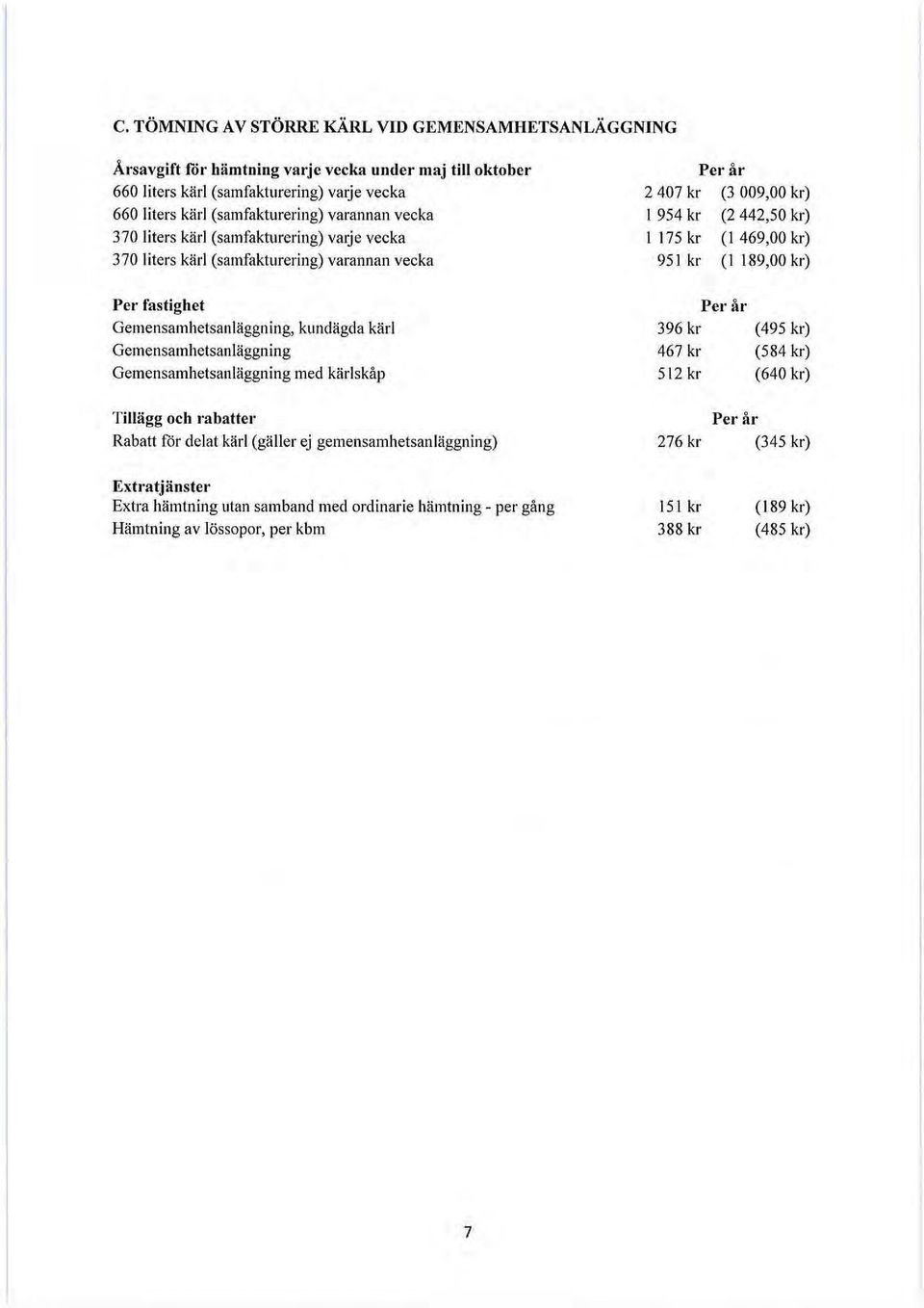 med kärlskåp Per år 2 407 kr (3 009,00 kr) I 954 kr (2 442,50 kr) I 175 kr (I 469,00 kr) 951 kr (I 189,00 kr) Per år 396 kr (495 kr) 467 kr (584 kr) 512kr (640 kr) Tillägg och rahatter Rabatt rör