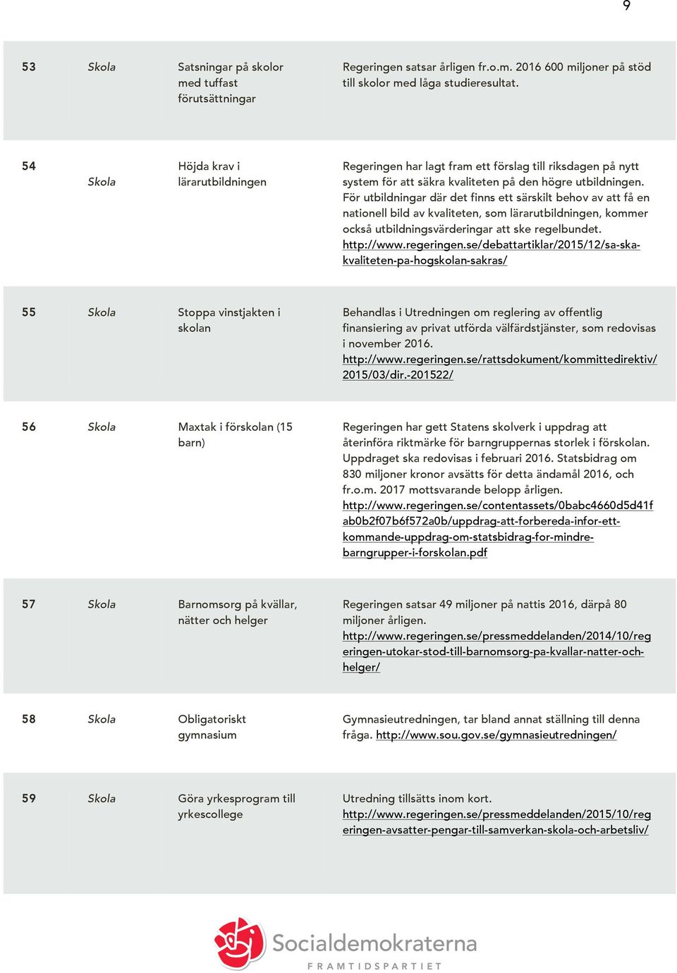 För utbildningar där det finns ett särskilt behov av att få en nationell bild av kvaliteten, som lärarutbildningen, kommer också utbildningsvärderingar att ske regelbundet. http://www.regeringen.