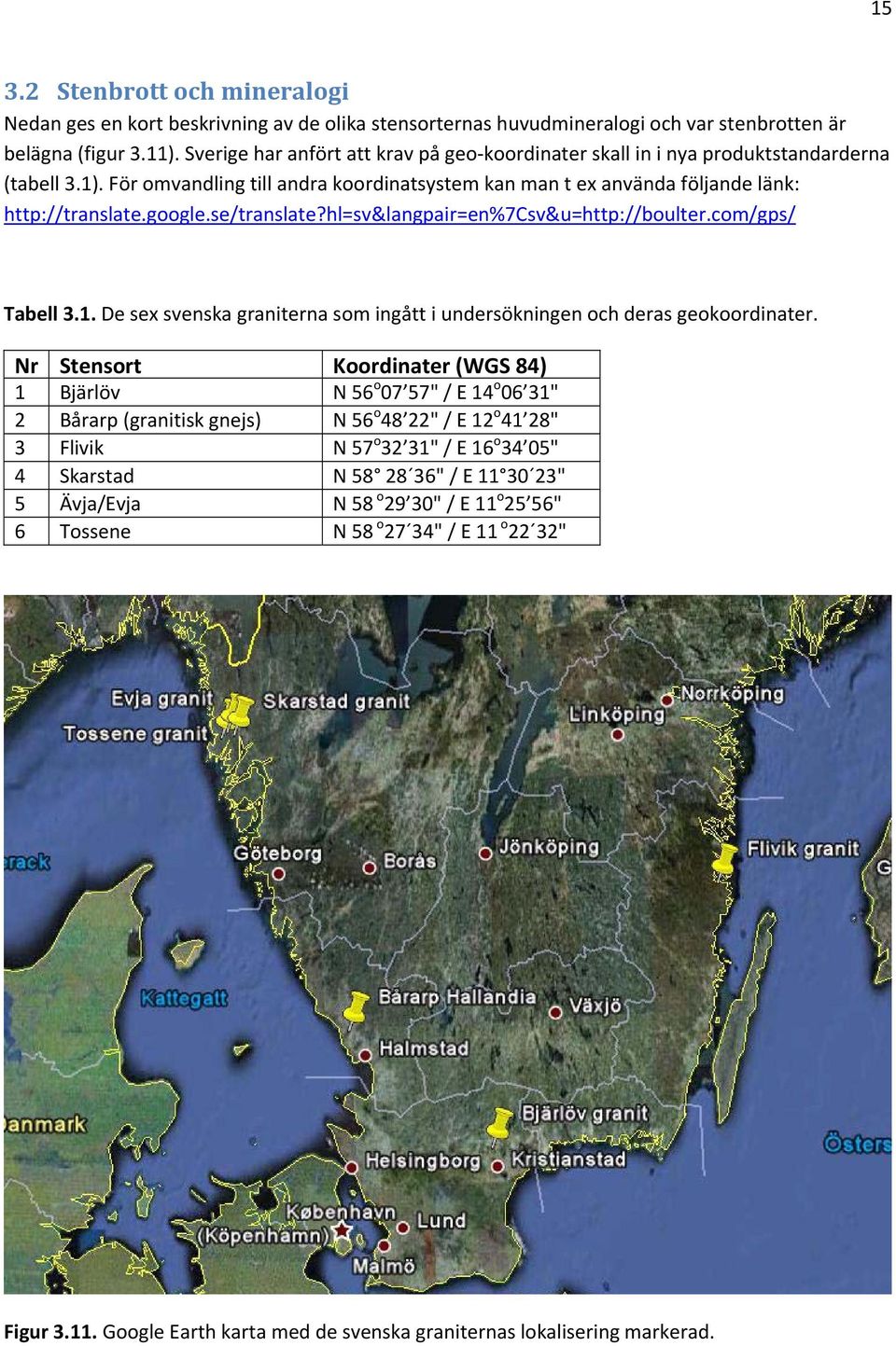 se/translate?hl=sv&langpair=en%7csv&u=http://boulter.com/gps/ Tabell 3.1. De sex svenska graniterna som ingått i undersökningen och deras geokoordinater.