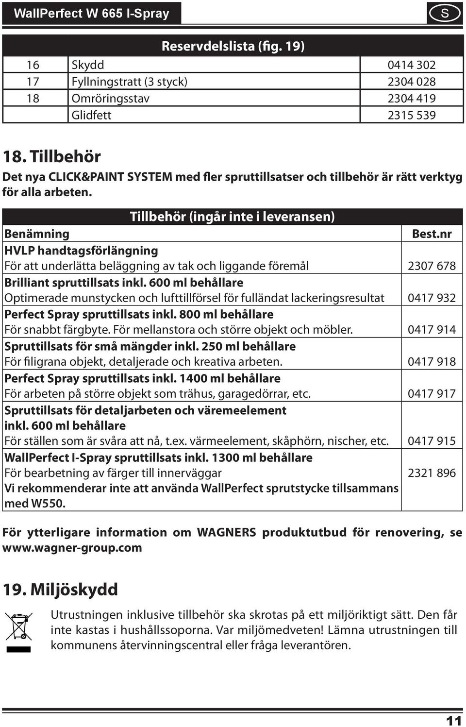 nr HVLP handtagsförlängning För att underlätta beläggning av tak och liggande föremål 2307 678 Brilliant spruttillsats inkl.