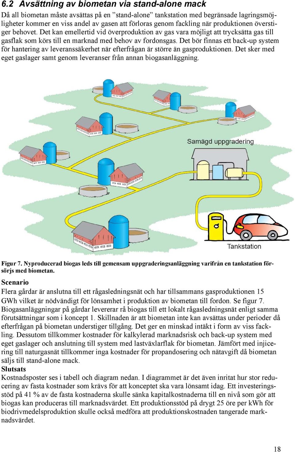 Det bör finnas ett back-up system för hantering av leveranssäkerhet när efterfrågan är större än gasproduktionen. Det sker med eget gaslager samt genom leveranser från annan biogasanläggning. Figur 7.