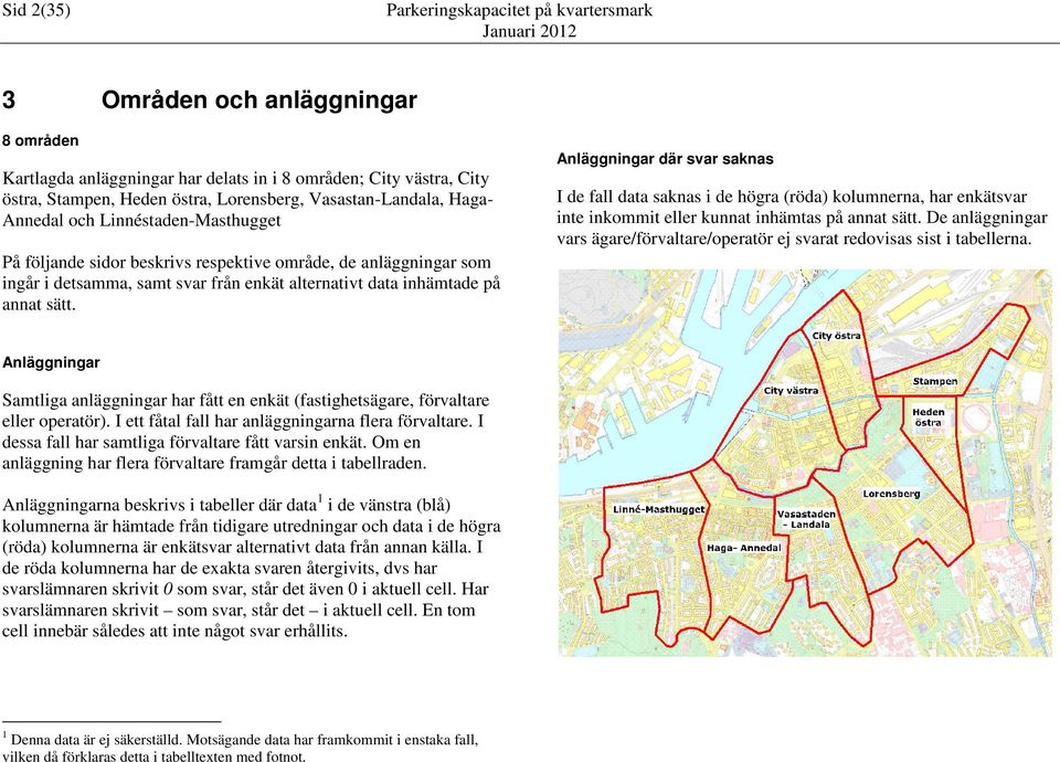 sätt. Anläggningar där svar saknas I de fall data saknas i de högra (röda) kolumnerna, har enkätsvar inte inkommit eller kunnat inhämtas på annat sätt.