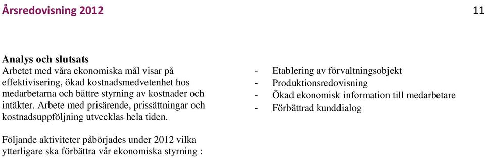 Arbete med prisärende, prissättningar och kostnadsuppföljning utvecklas hela tiden.