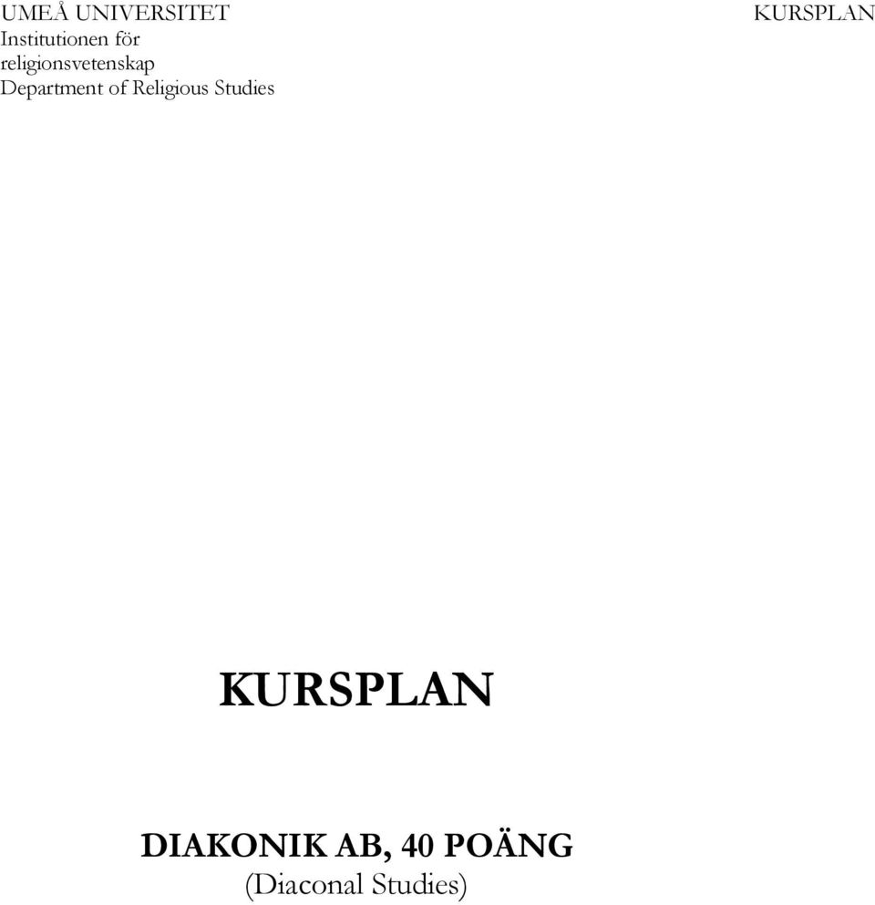 Religious Studies KURSPLAN KURSPLAN