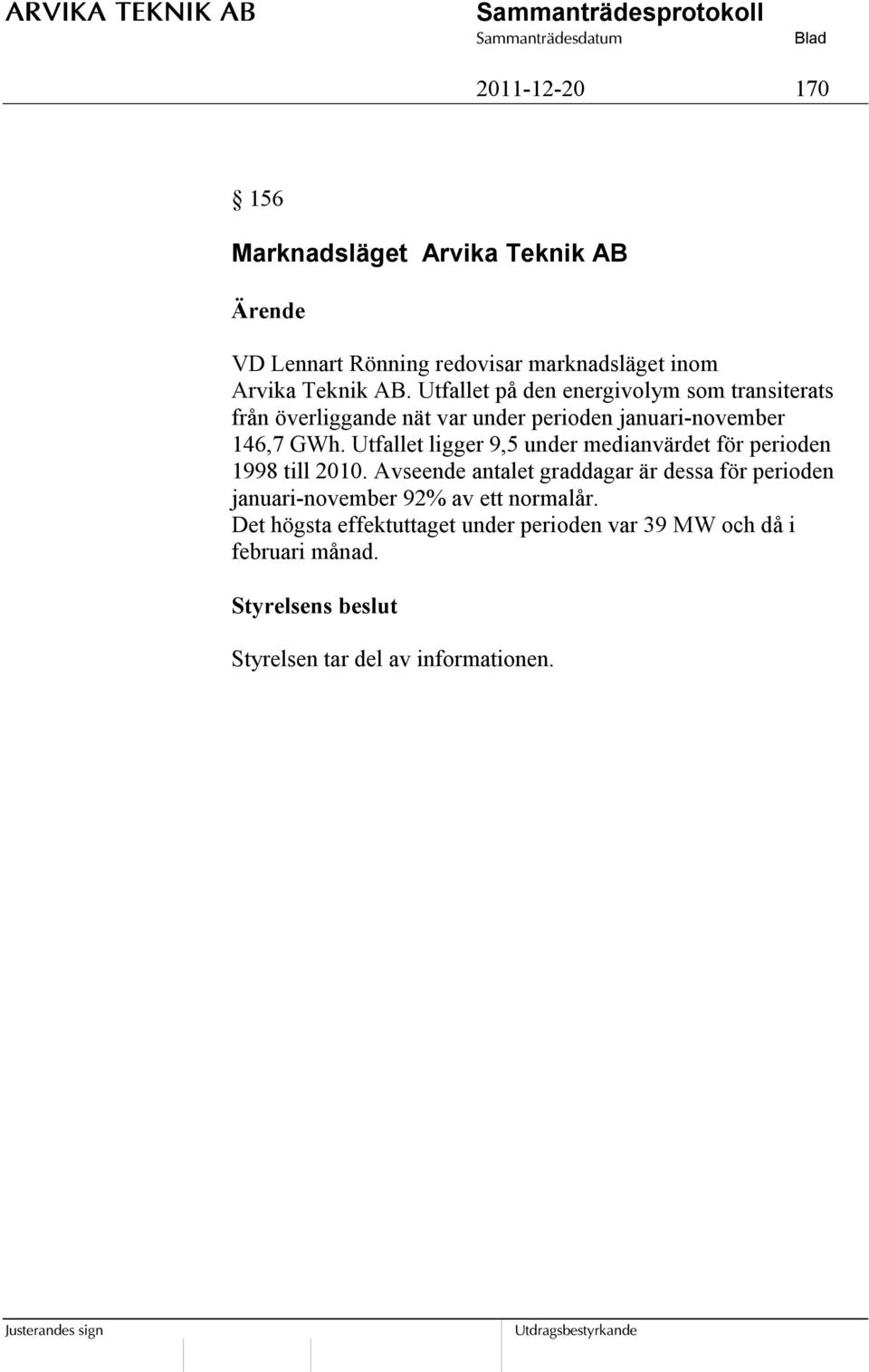 Utfallet ligger 9,5 under medianvärdet för perioden 1998 till 2010.