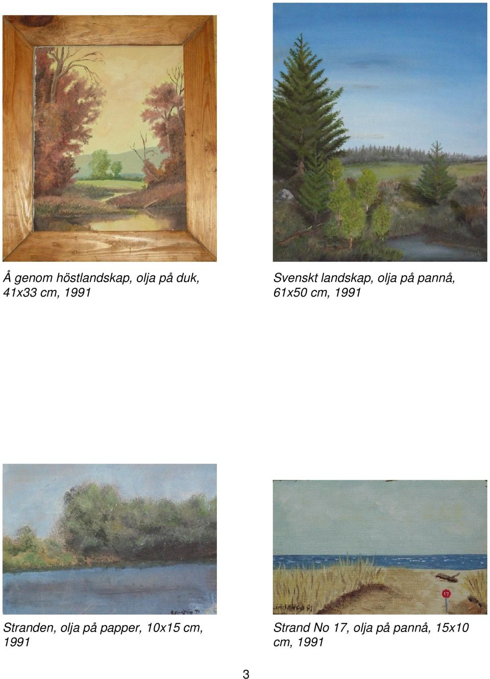 cm, 1991 Stranden, olja på papper, 10x15 cm,