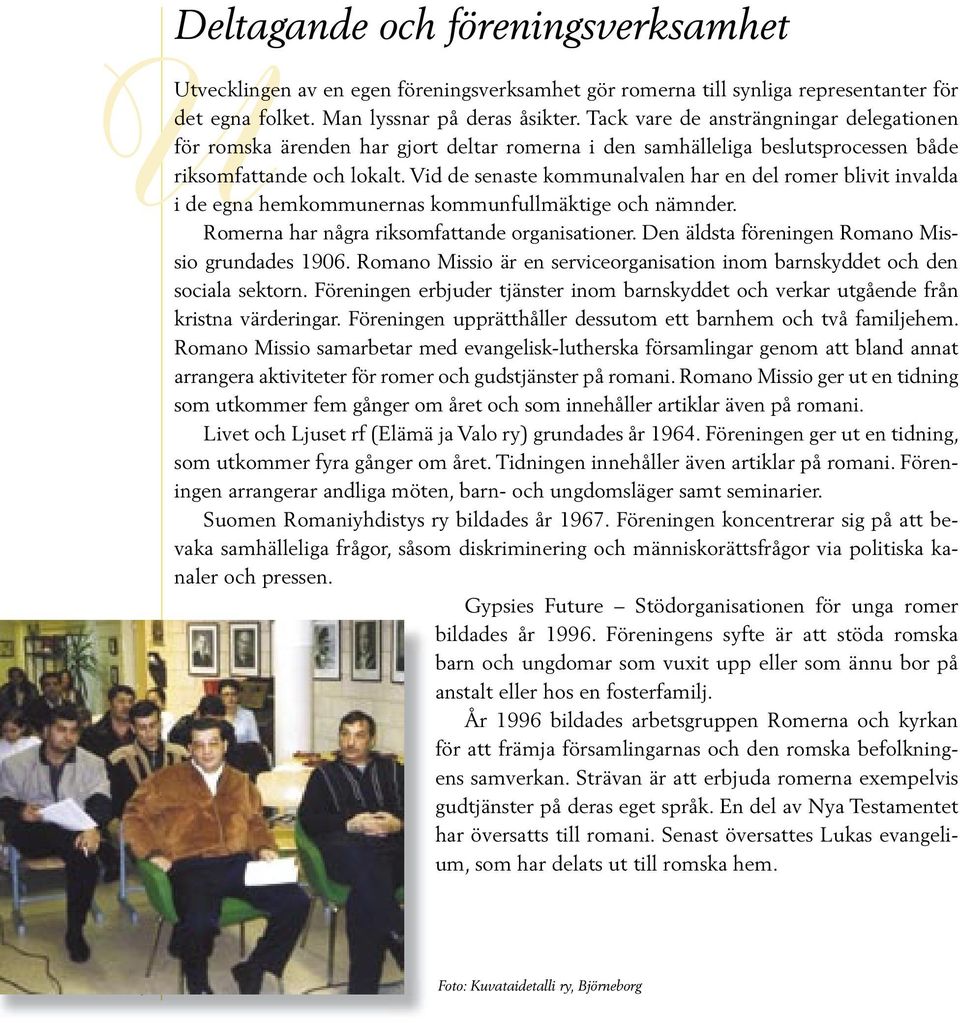 Vid de senaste kommunalvalen har en del romer blivit invalda i de egna hemkommunernas kommunfullmäktige och nämnder. Romerna har några riksomfattande organisationer.