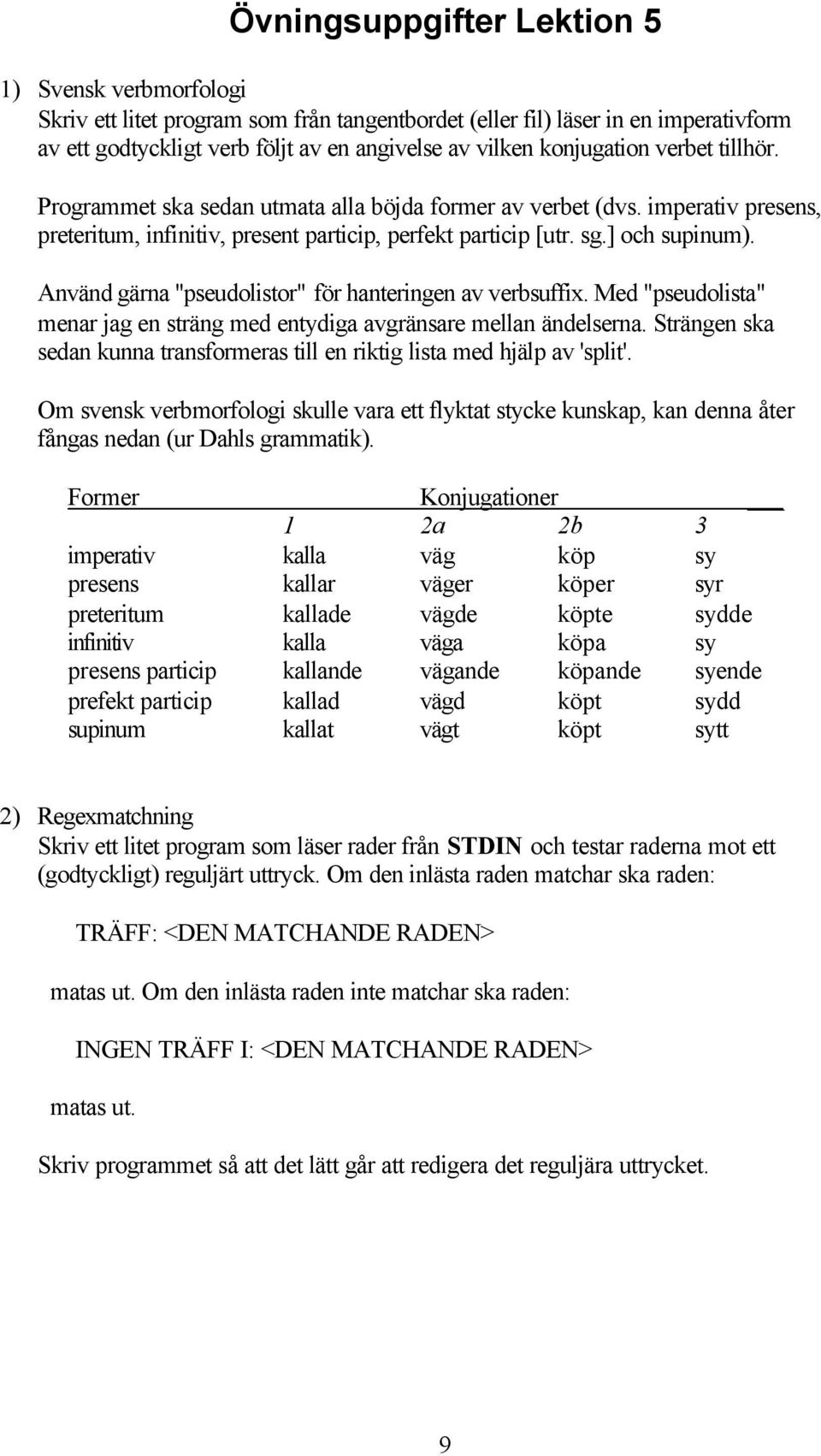 Använd gärna "pseudolistor" för hanteringen av verbsuffix. Med "pseudolista" menar jag en sträng med entydiga avgränsare mellan ändelserna.