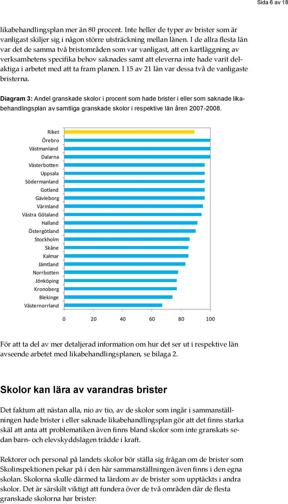 ta fram planen. I 15 av 21 län var dessa två de vanligaste bristerna.