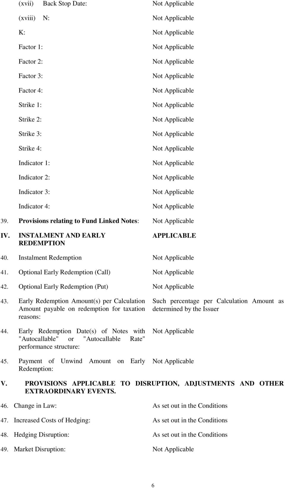 Early Redemption Amount(s) per Calculation Amount payable on redemption for taxation reasons: 44.