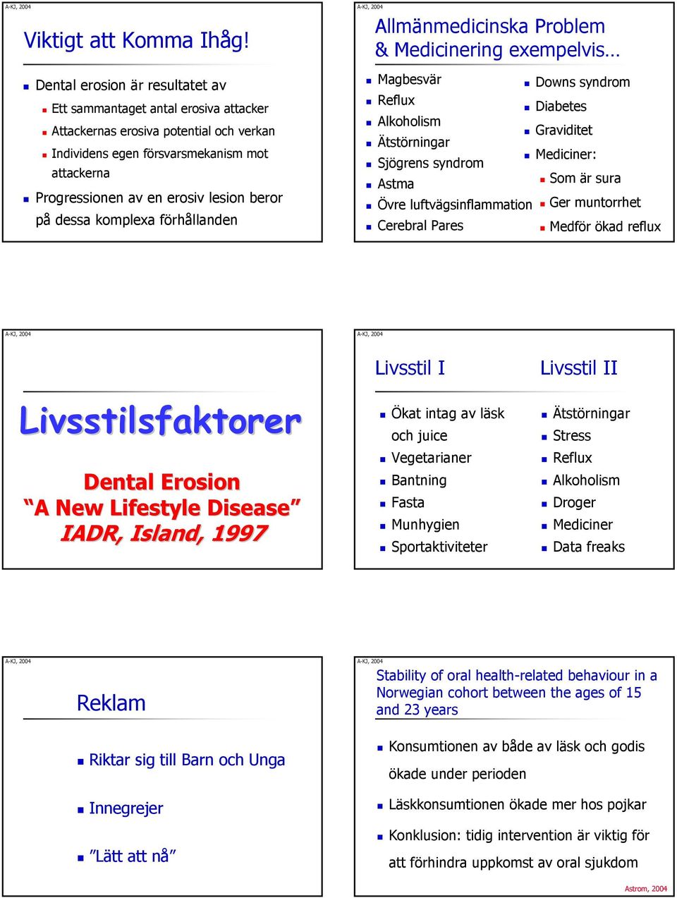 på dessa komplexa förhållanden Allmänmedicinska Problem & Medicinering exempelvis Magbesvär Downs syndrom Reflux Diabetes Alkoholism Graviditet Ätstörningar Mediciner: Sjögrens syndrom Astma Som är