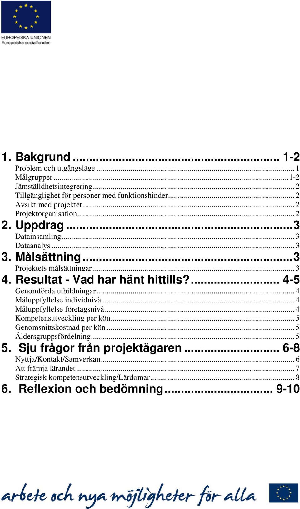 ... 4-5 Genomförda utbildningar... 4 Måluppfyllelse individnivå... 4 Måluppfyllelse företagsnivå... 4 Kompetensutveckling per kön... 5 Genomsnittskostnad per kön.