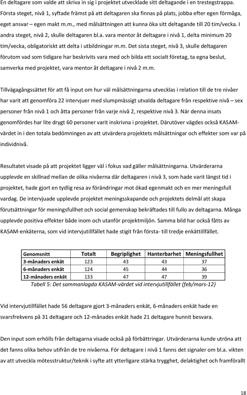 I andra steget, nivå 2, skulle deltagaren bl.a. vara me