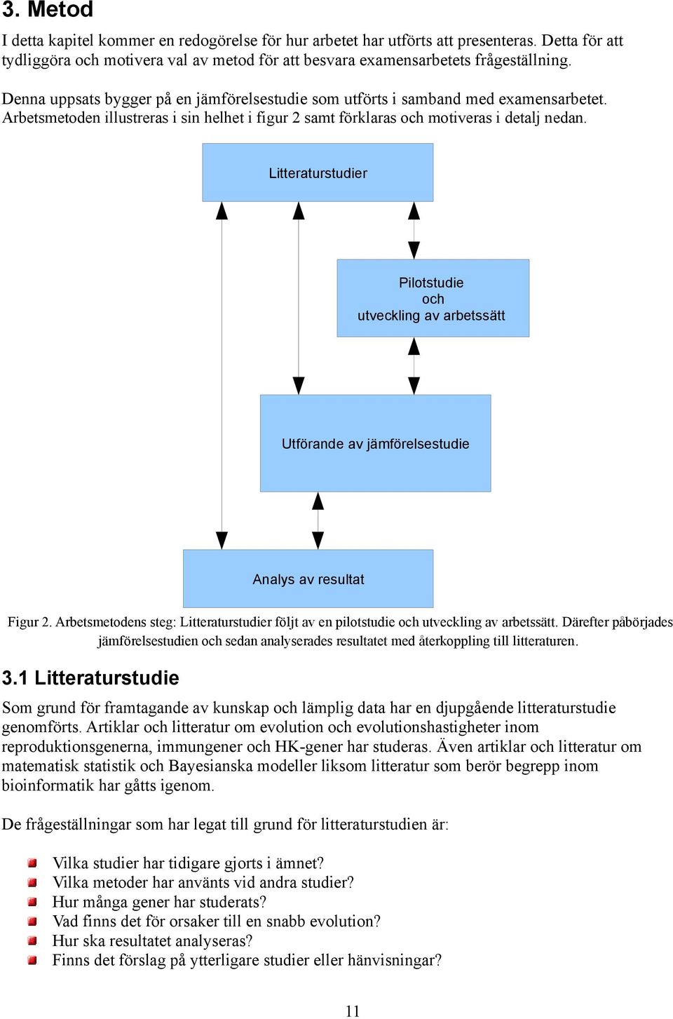 Litteraturstudier Pilotstudie och utveckling av arbetssätt Utförande av jämförelsestudie Analys av resultat Figur 2.