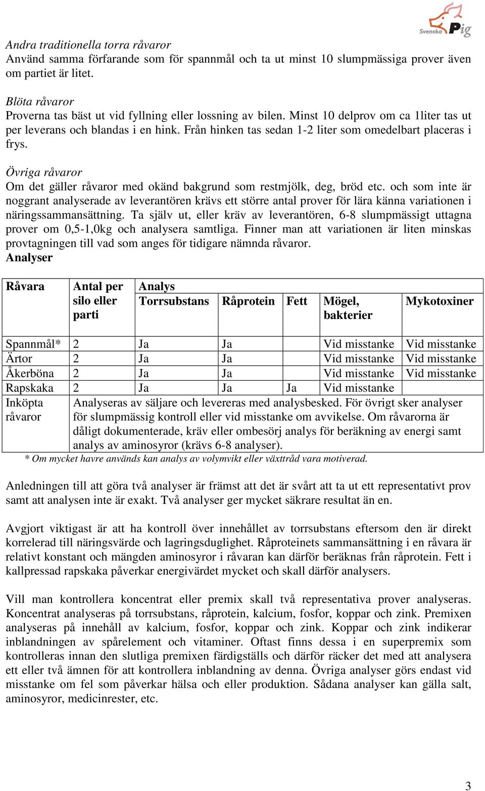 Från hinken tas sedan 1-2 liter som omedelbart placeras i frys. Övriga råvaror Om det gäller råvaror med okänd bakgrund som restmjölk, deg, bröd etc.