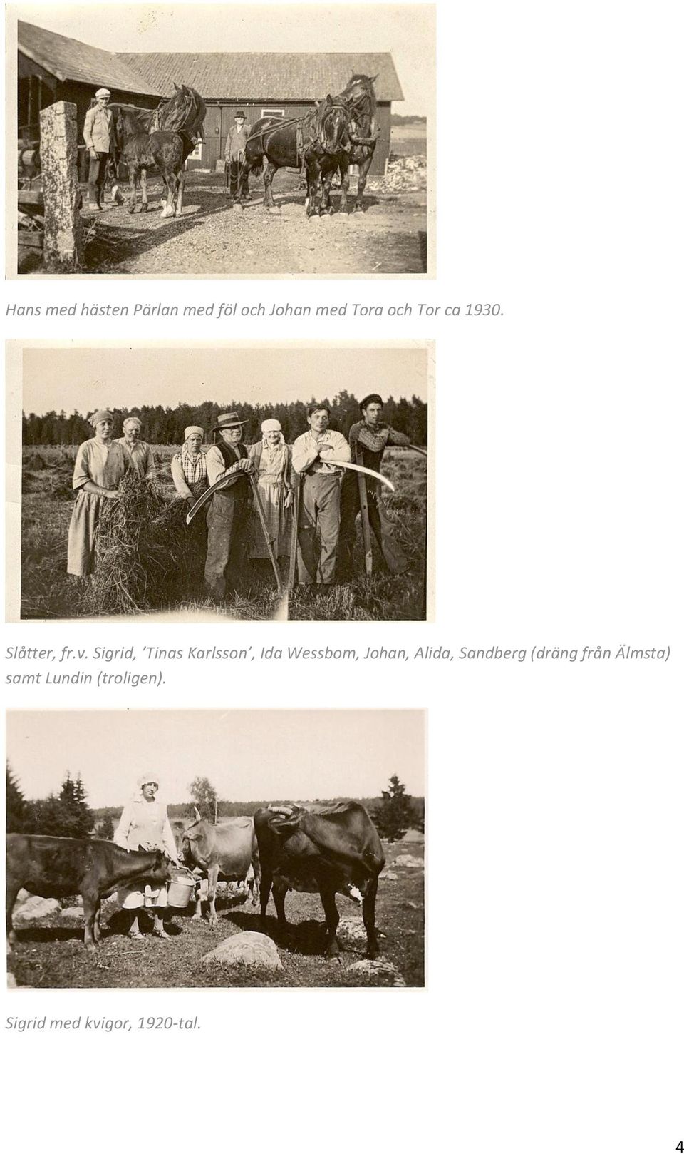 Sigrid, Tinas Karlsson, Ida Wessbom, Johan, Alida,