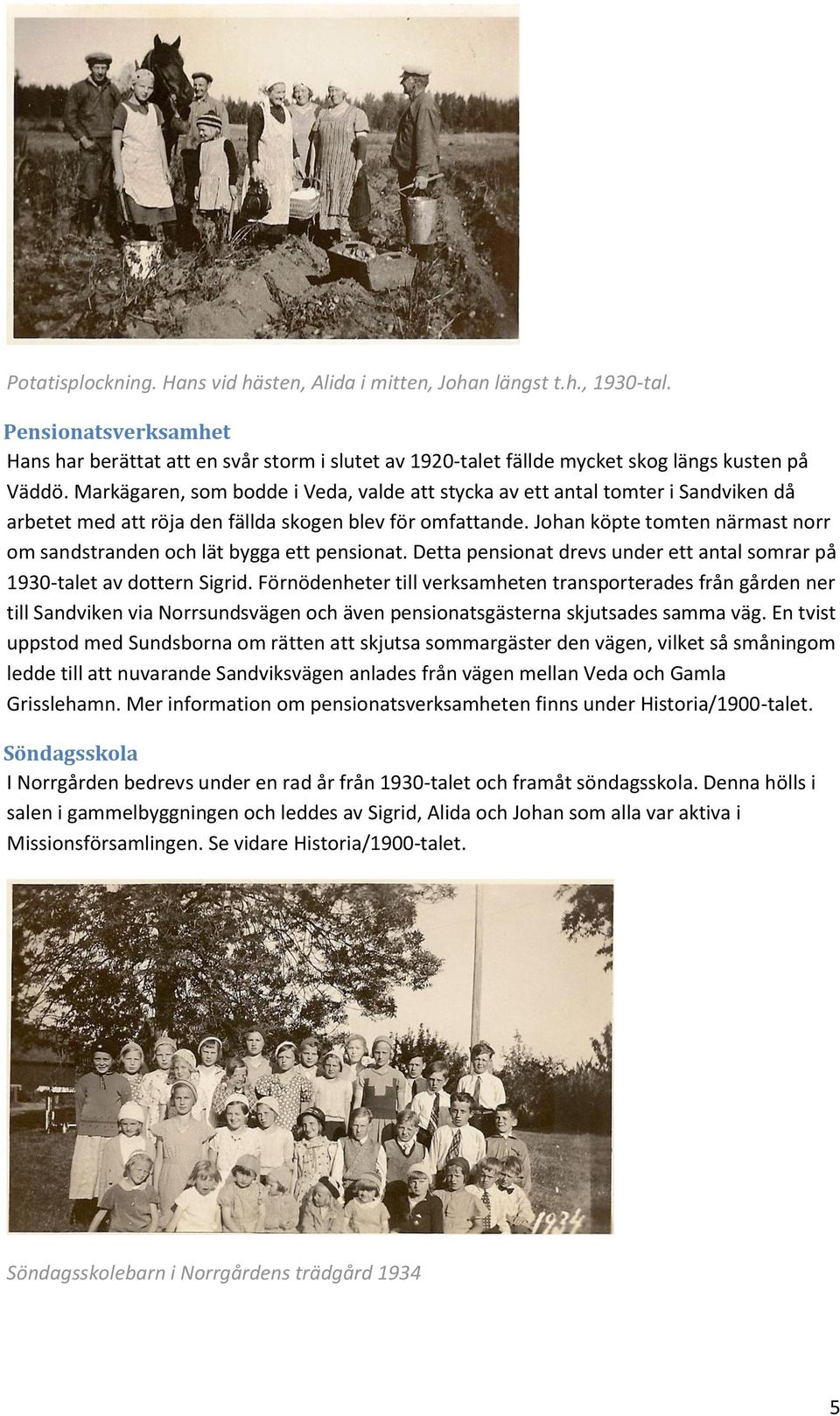 Markägaren, som bodde i Veda, valde att stycka av ett antal tomter i Sandviken då arbetet med att röja den fällda skogen blev för omfattande.
