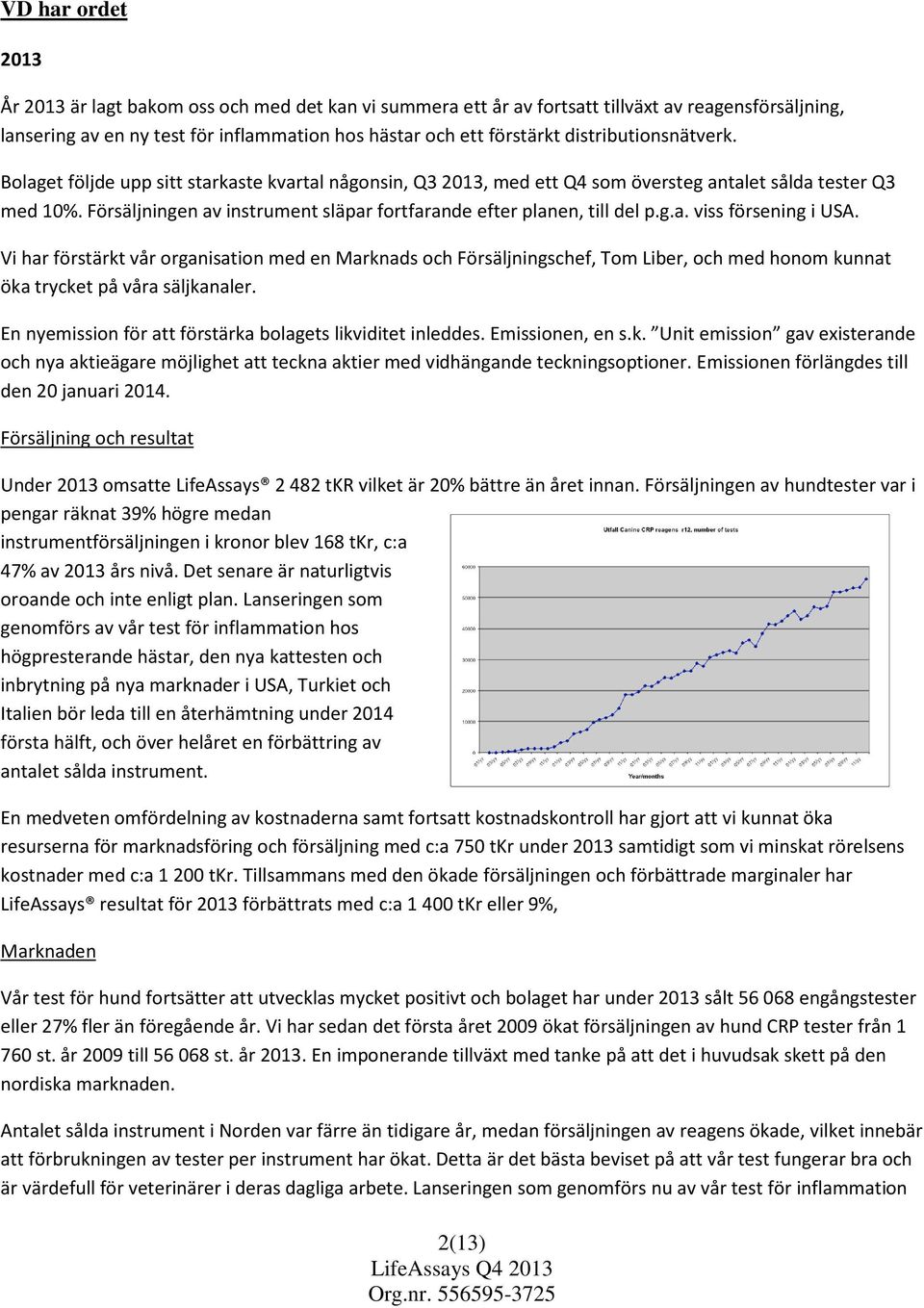 Försäljningen av instrument släpar fortfarande efter planen, till del p.g.a. viss försening i USA.