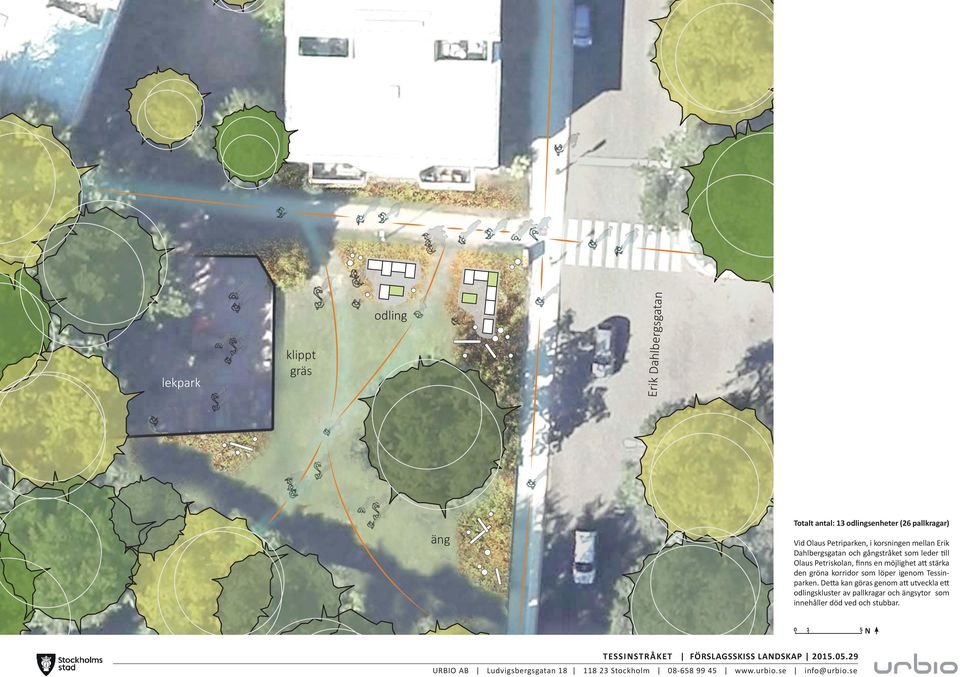 Petriskolan, finns en möjlighet a stärka den gröna korridor som löper igenom Tessinparken.