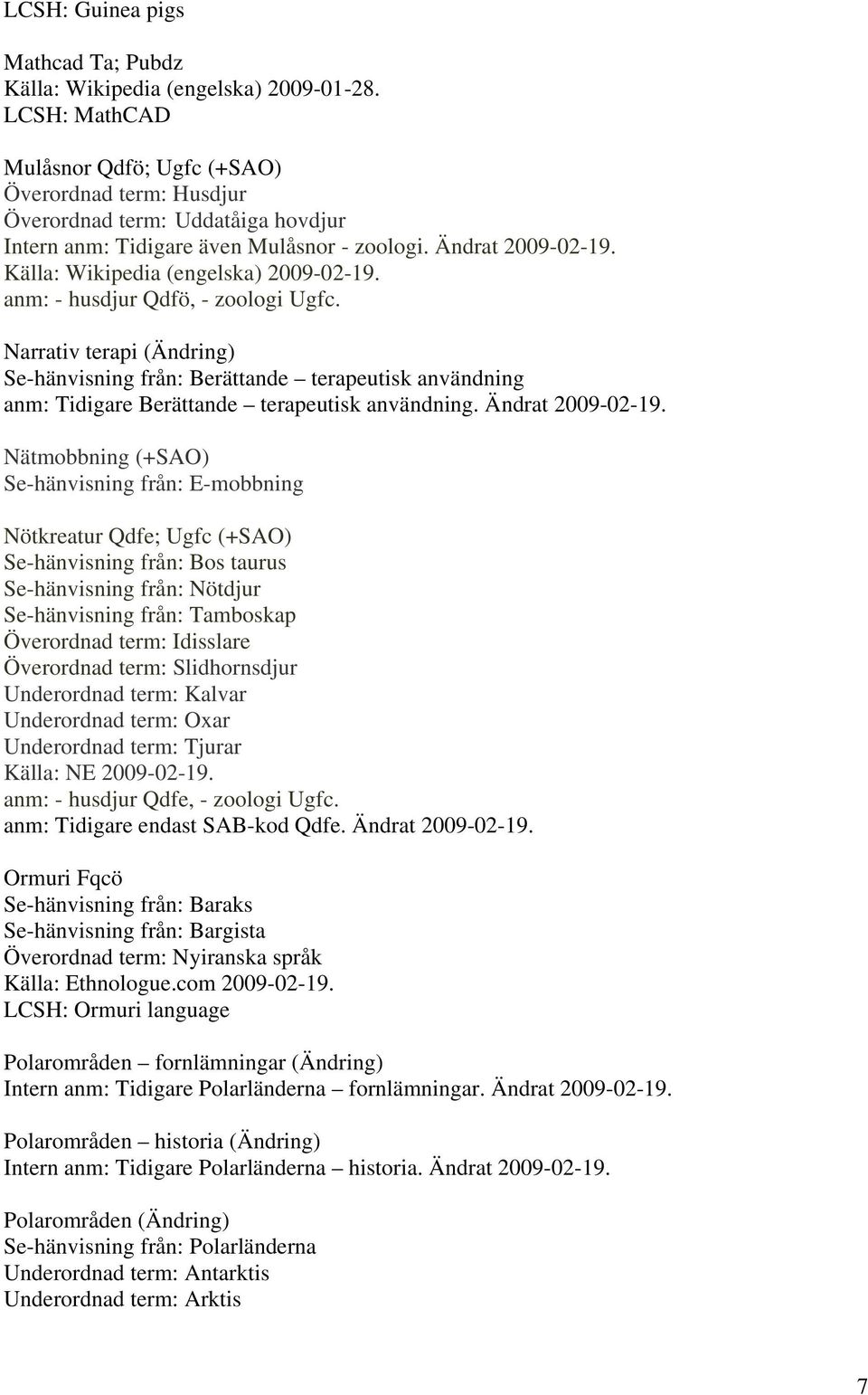 Källa: Wikipedia (engelska) 2009-02-19. anm: - husdjur Qdfö, - zoologi Ugfc.