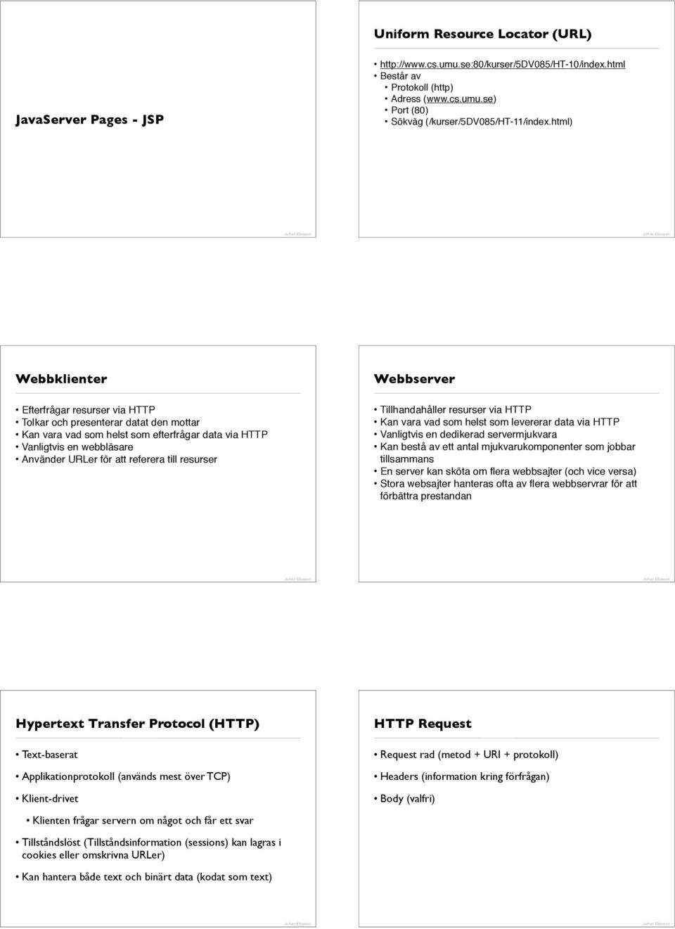 till resurser Webbserver Tillhandahåller resurser via HTTP Kan vara vad som helst som levererar data via HTTP Vanligtvis en dedikerad servermjukvara Kan bestå av ett antal mjukvarukomponenter som