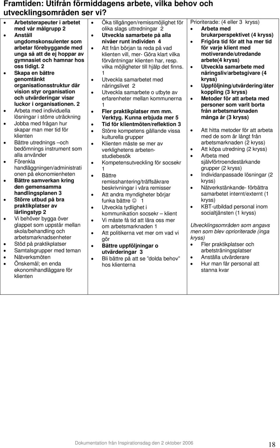 2 Skapa en bättre genomtänkt organisationsstruktur där vision styr organisation och utvärderingar visar luckor i organisationen.