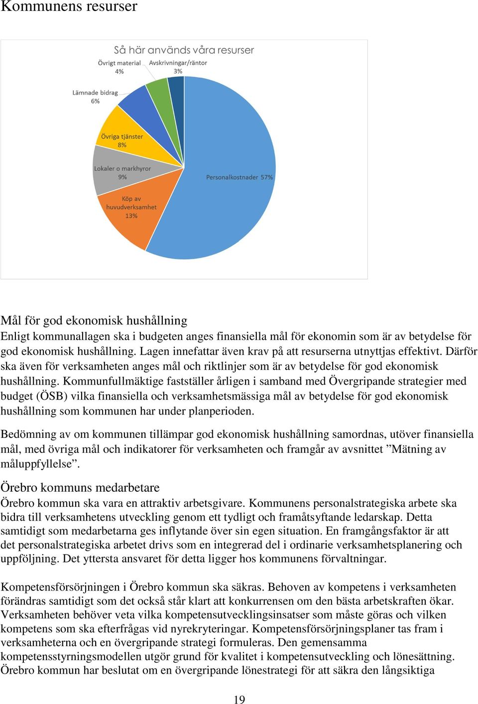 Kommunfullmäktige fastställer årligen i samband med Övergripande strategier med budget (ÖSB) vilka finansiella och verksamhetsmässiga mål av betydelse för god ekonomisk hushållning som kommunen har