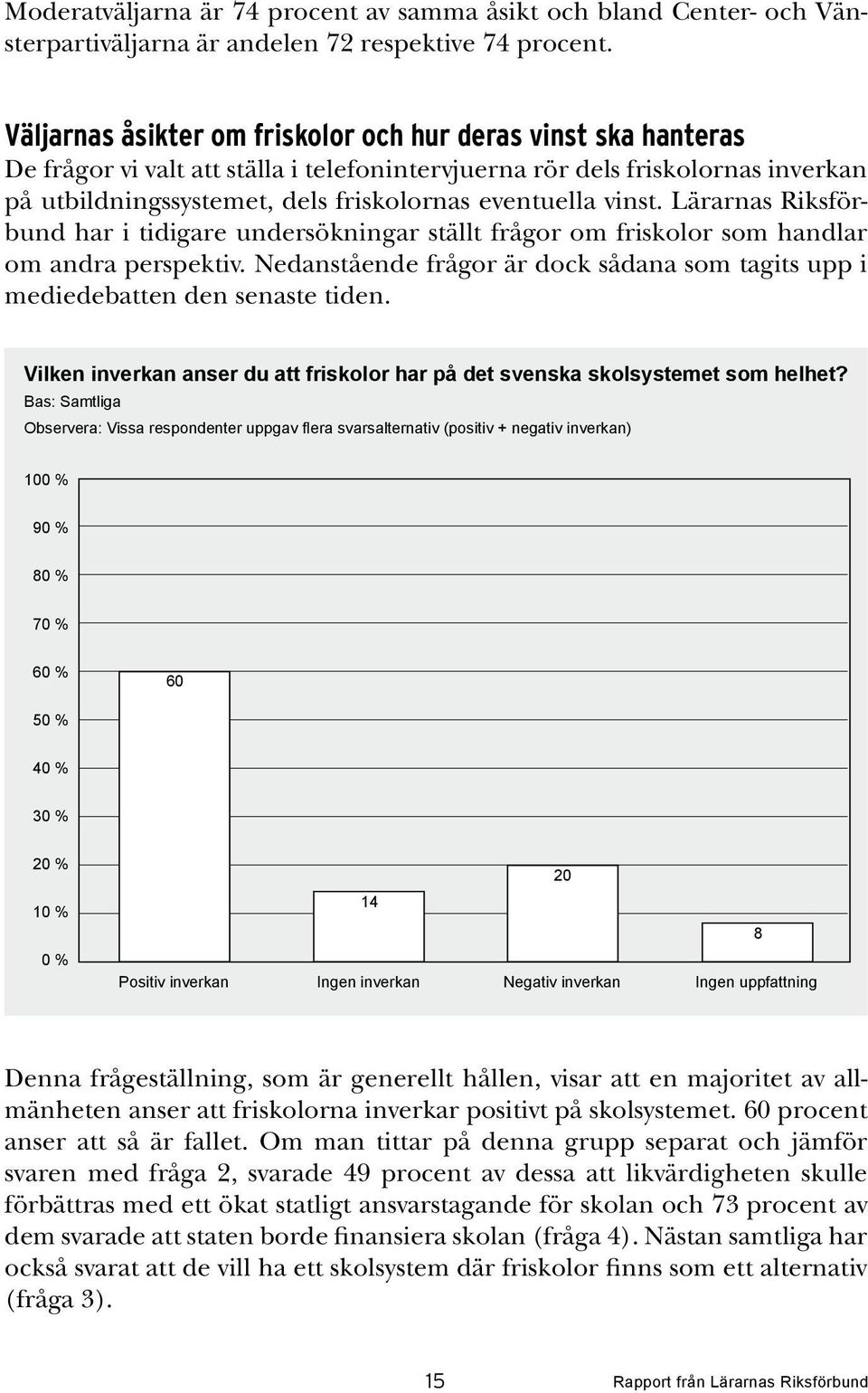 vinst. Lärarnas Riksförbund har i tidigare undersökningar ställt frågor om friskolor som handlar om andra perspektiv.