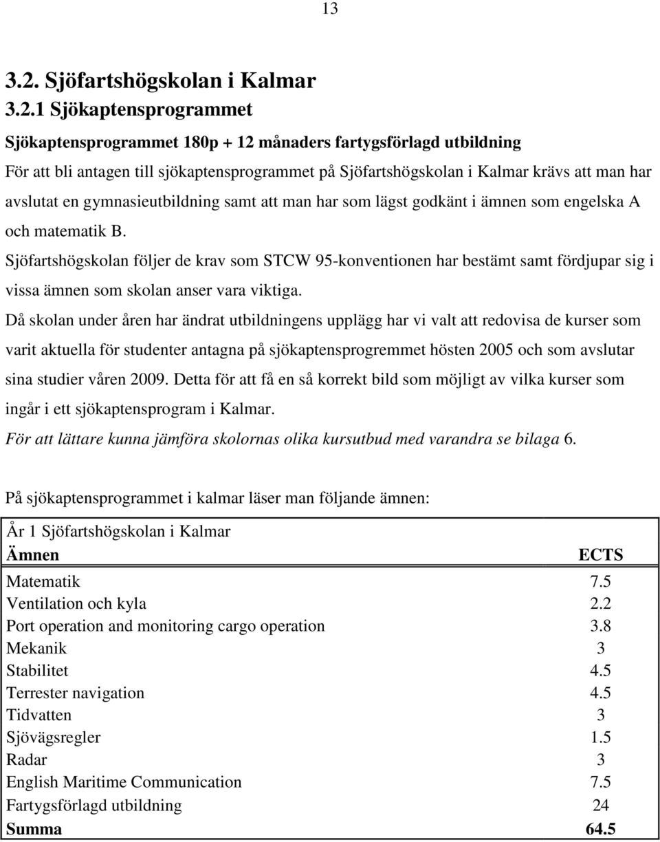 1 Sjökaptensprogrammet Sjökaptensprogrammet 180p + 12 månaders fartygsförlagd utbildning För att bli antagen till sjökaptensprogrammet på Sjöfartshögskolan i Kalmar krävs att man har avslutat en