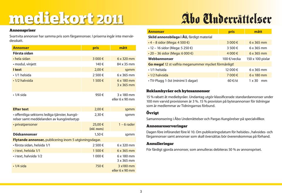 90 mm Efter text 2,00 spmm offentliga sektorns lediga tjänster, kungörelser 2,30 spmm samt meddelanden av kungörelsetyp privatpersoner 25,00 1 6 rader (inkl.