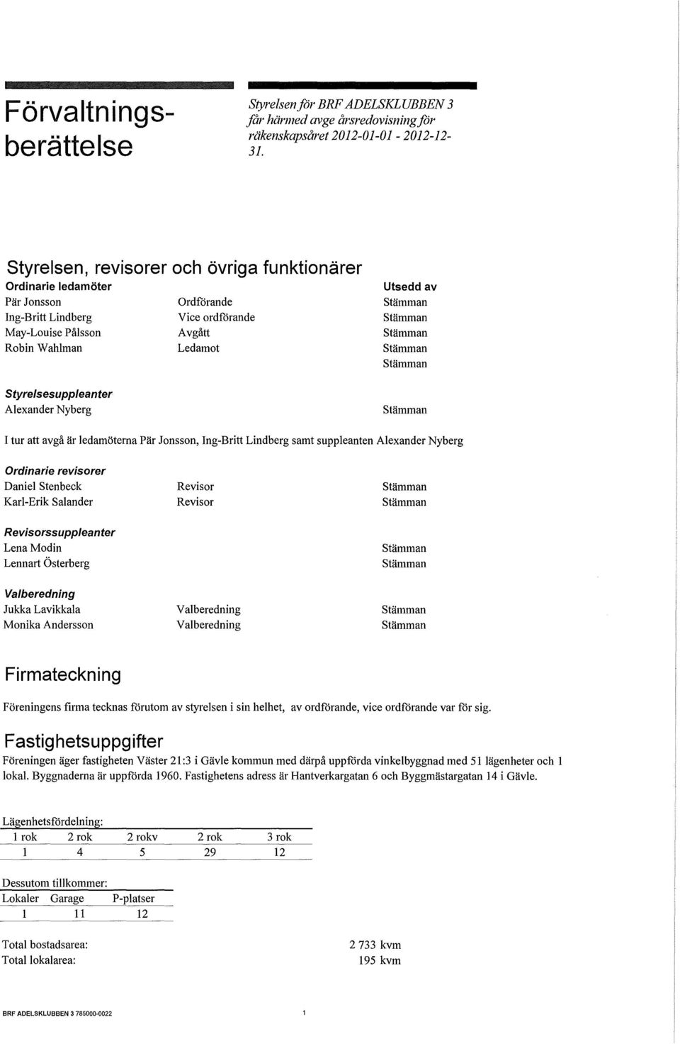 ng-Britt Lindberg May-Louise Pälsson Robin Wahlman styrelsesuppleanter Alexander Nyberg Ordforande Vice ordforande Avgått Ledamot Utsedd av Stämman Stämman Stämman Stämman Stämman Stämman I tur att