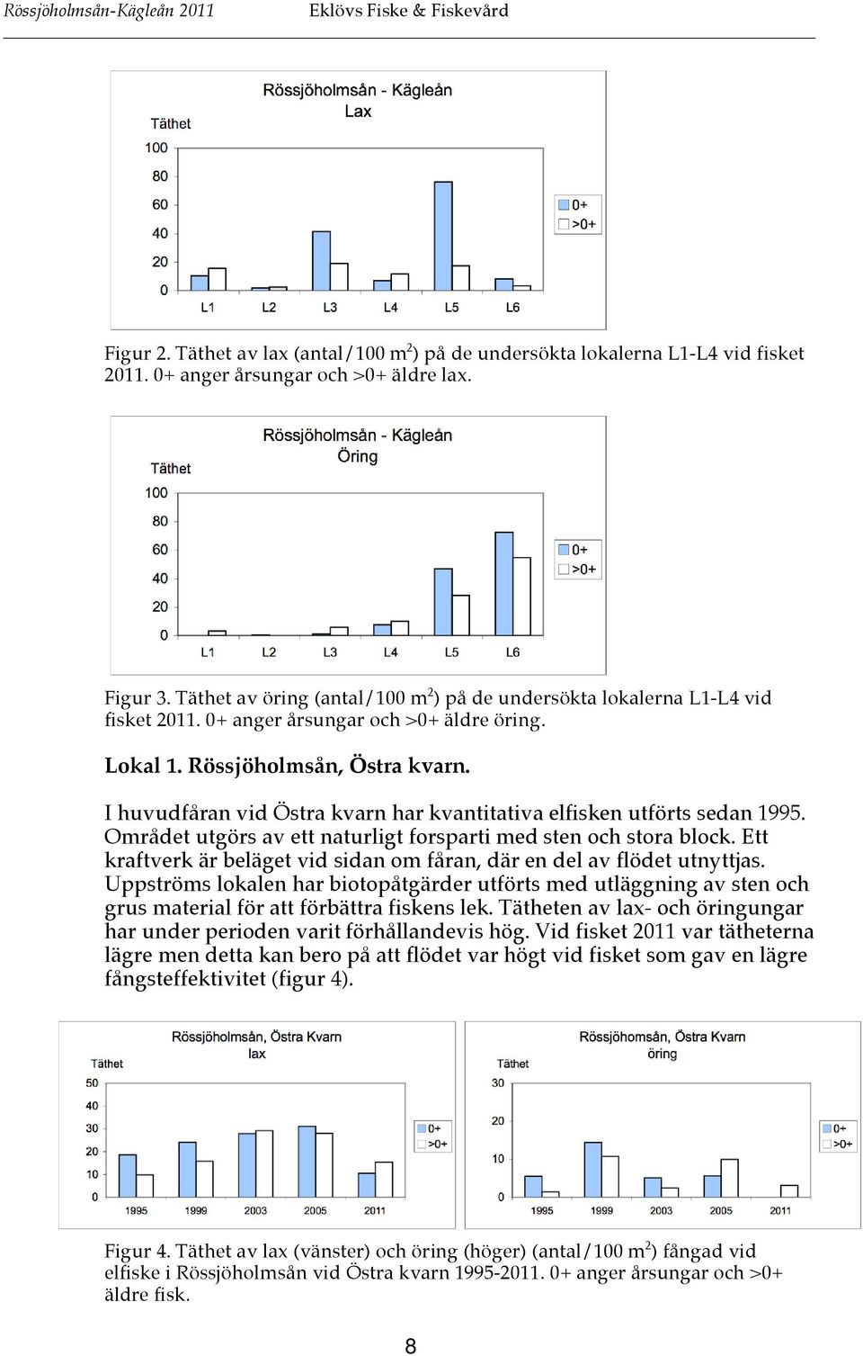 I huvudfåran vid Östra kvarn har kvantitativa elfisken utförts sedan 1995. Området utgörs av ett naturligt forsparti med sten och stora block.