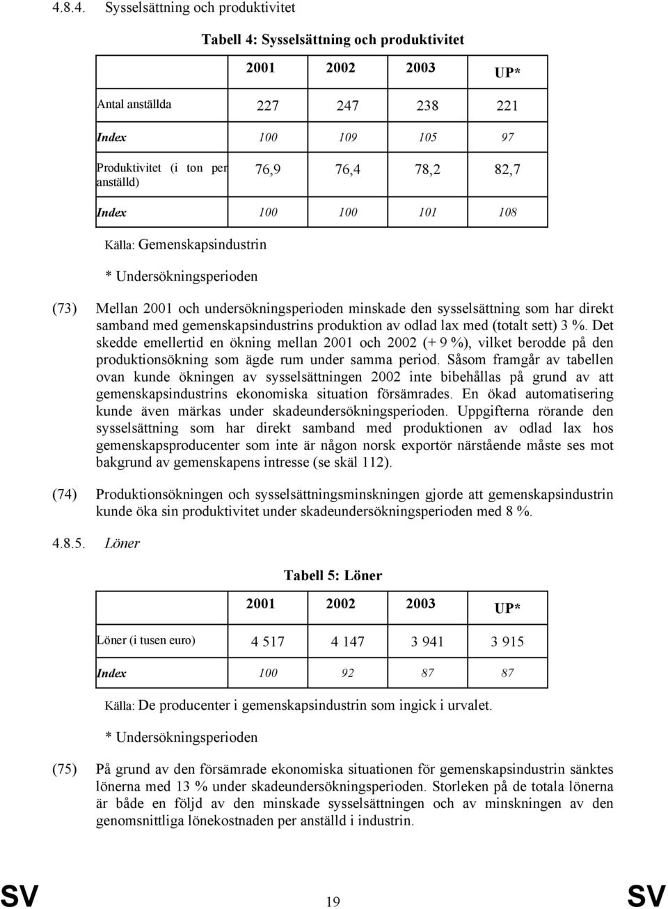 gemenskapsindustrins produktion av odlad lax med (totalt sett) 3 %.