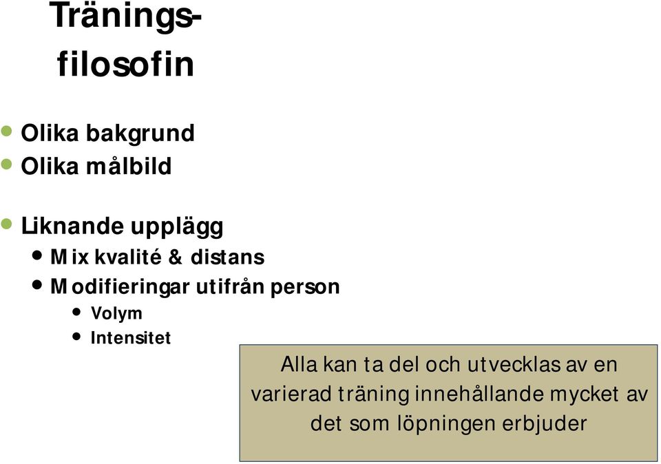 Volym Intensitet Alla kan ta del och utvecklas av en