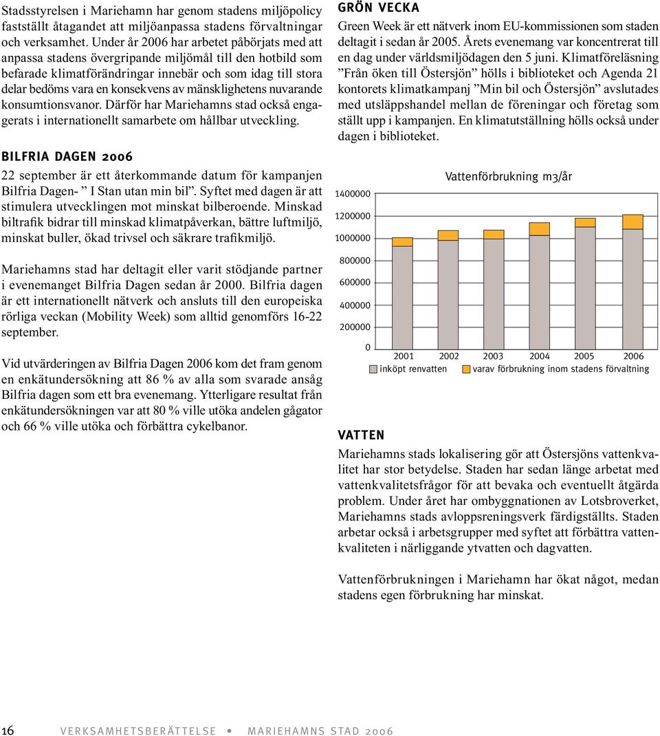 Under år 2006 har arbetet påbörjats med att anpassa stadens övergripande miljömål till den hotbild som befarade klimatförändringar innebär och som idag till stora delar bedöms vara en konsekvens av