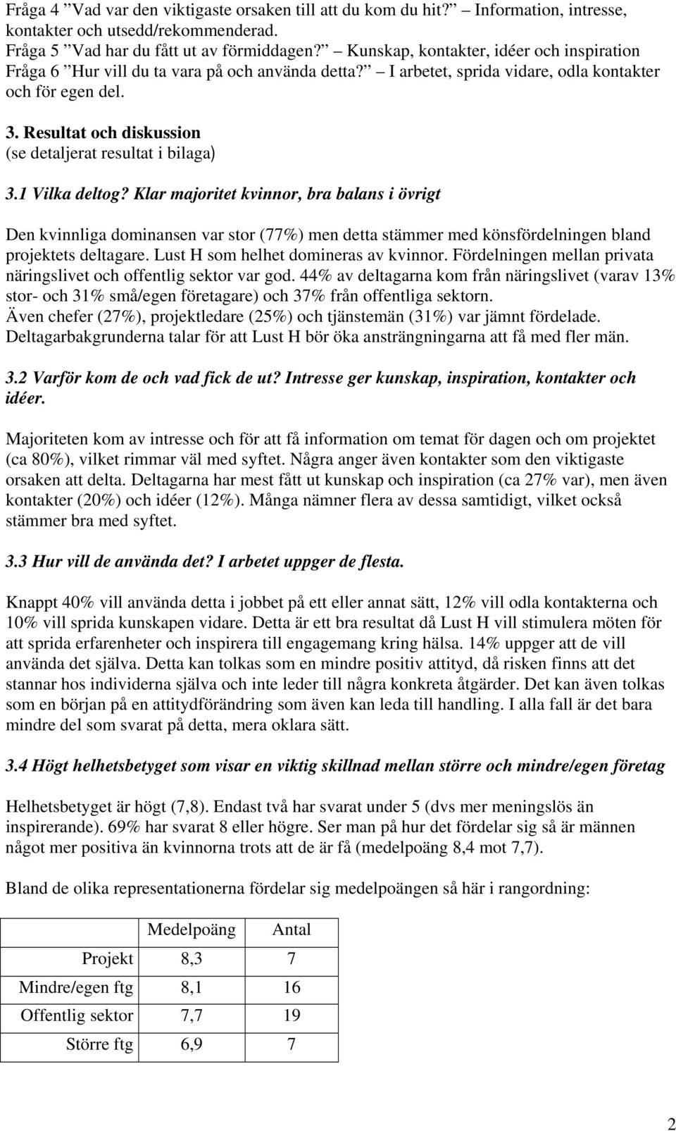 Resultat och diskussion (se detaljerat resultat i bilaga) 3.1 Vilka deltog?