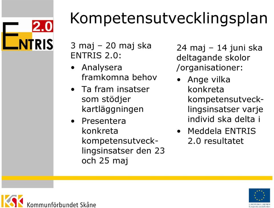 individ ska delta i Ta fram insatser som stödjer kartläggningen Presentera konkreta