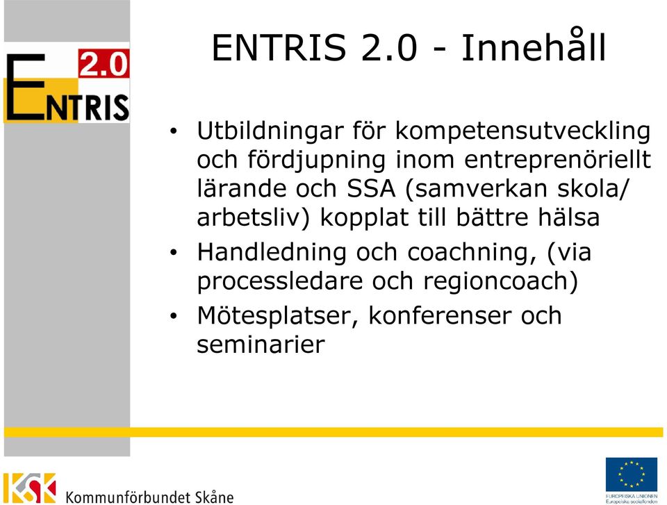 inom entreprenöriellt lärande och SSA (samverkan skola/ arbetsliv)