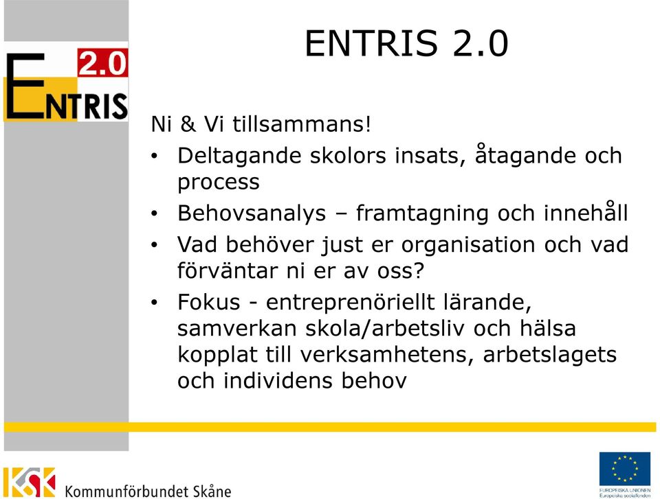 innehåll Vad behöver just er organisation och vad förväntar ni er av oss?