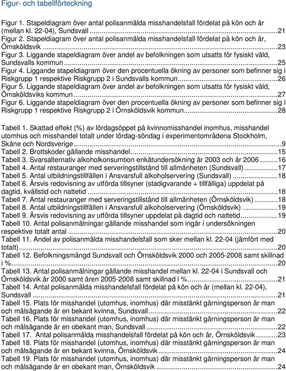 Liggande stapeldiagram över andel av befolkningen som utsatts för fysiskt våld, Sundsvalls kommun...25 Figur 4.