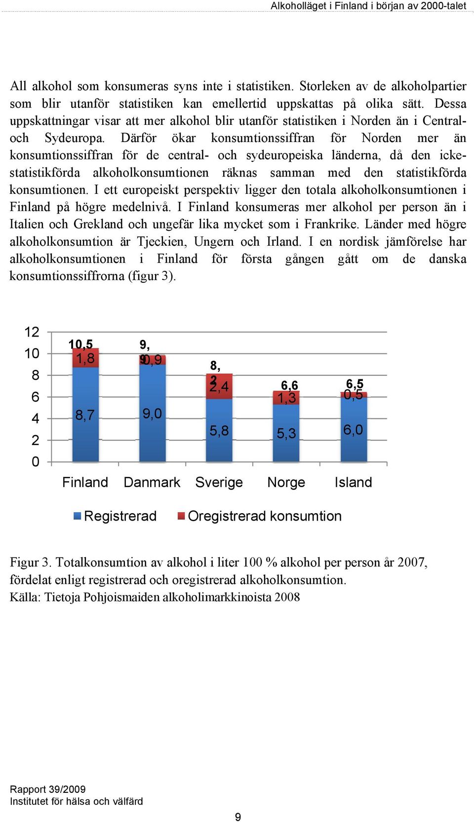 Därför ökar konsumtionssiffran för Norden mer än konsumtionssiffran för de central- och sydeuropeiska länderna, då den ickestatistikförda alkoholkonsumtionen räknas samman med den statistikförda